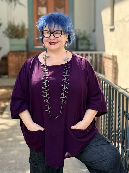 Oh My Gauze Kitty Top-Amethyst