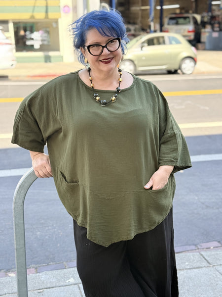 Oh My Gauze Kitty Top-Fern
