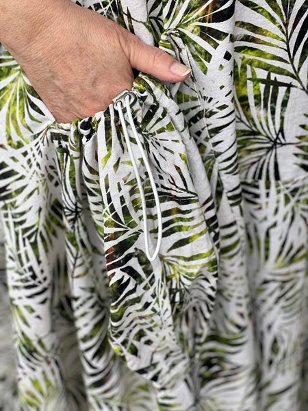 Risona Linen Palm Print Dress