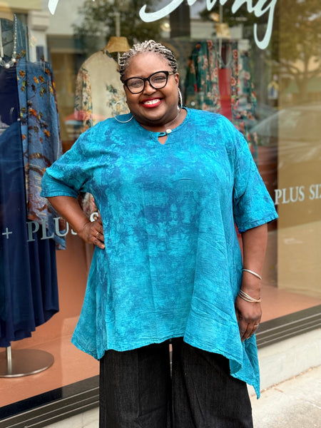 Oh My Gauze Bunny Top-Washed Peacock