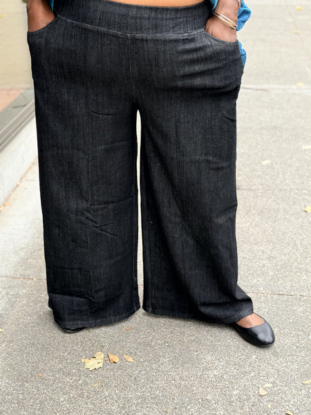 Kleen Denim Knit Wide Leg Jeans- Deep Gray