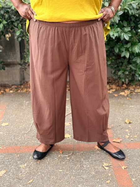 Kleen Cotton/Modal Tucks Pant-Brownie