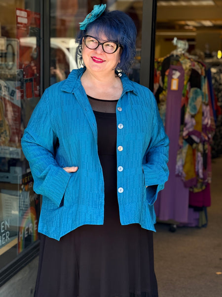 Habitat Jacquard Ruched Collar Shirt-Teal
