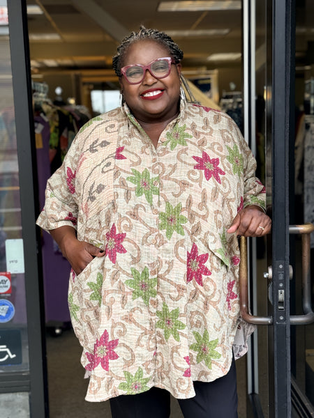 Pareo Kantha Free To Be Me Button Down-001