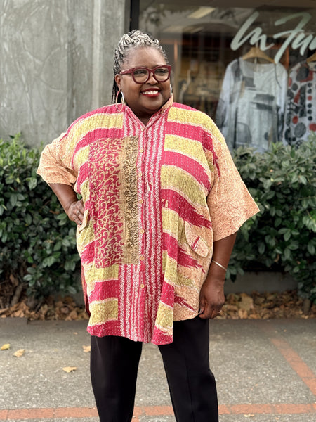 Pareo Kantha Free To Be Me Button Down-239