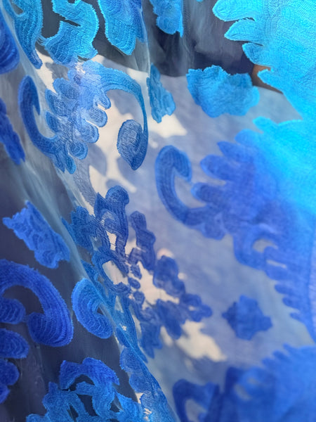 Spain In America Long Burnout Kimono- Turquoise/Royal
