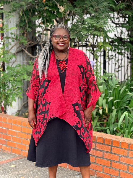 Spain in American Short Kimono Red/Black