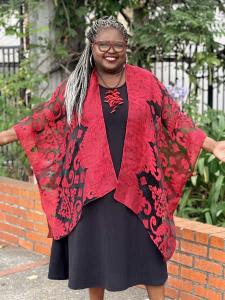 Spain in American Short Kimono Red/Black