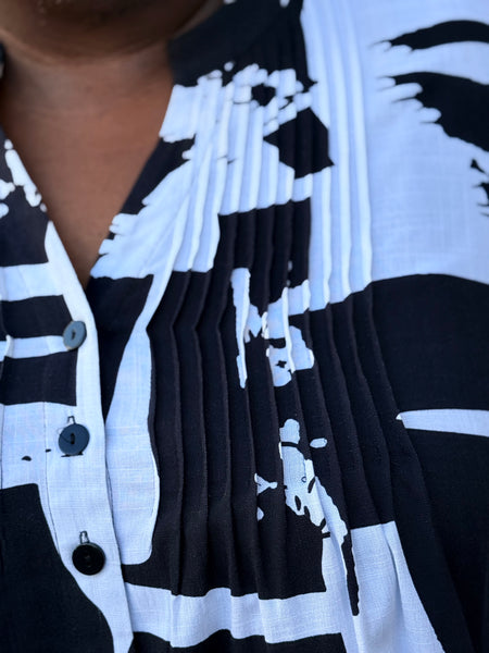 Blue Sky Margate Blouse-B/W Block