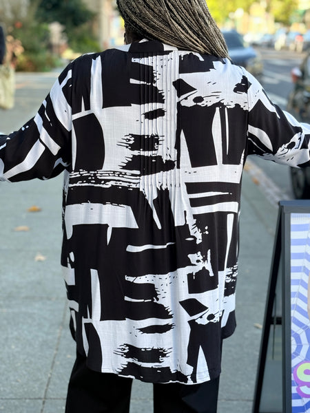 Blue Sky Margate Blouse-B/W Block