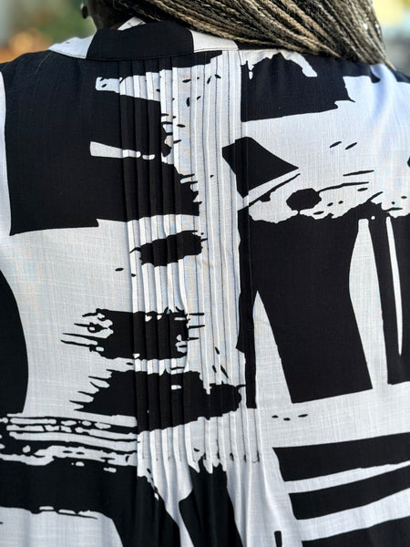 Blue Sky Margate Blouse-B/W Block