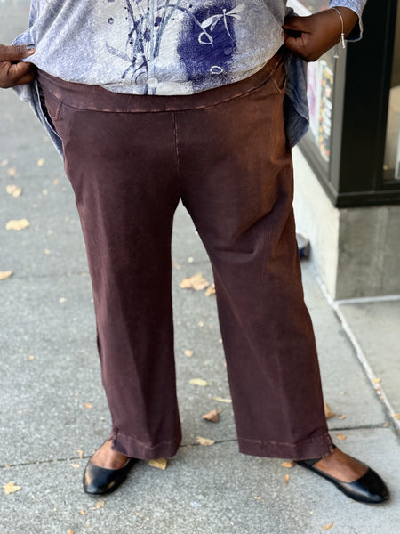 Jess and Jane Slim Pocket Pant-Espresso
