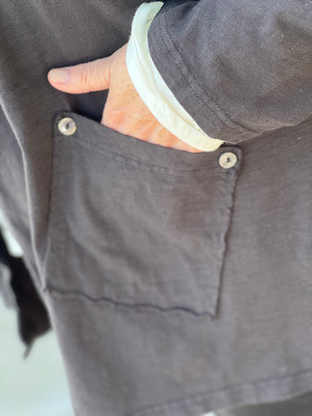 Kleen Cotton Knit 3/4 Sleeve Cardigan-Black