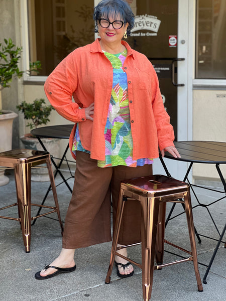 Kleen 3/4 Sleeve Textured Cotton Shirt-Tiger