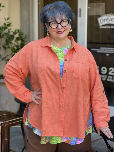 Kleen 3/4 Sleeve Textured Cotton Shirt-Tiger