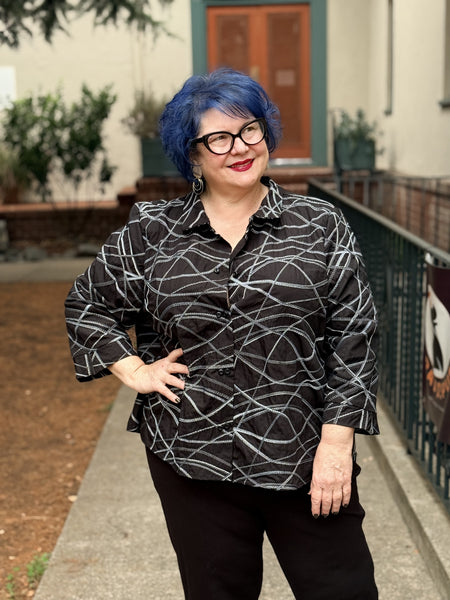 Niche Twin Button Blouse-Chaos Embroidery