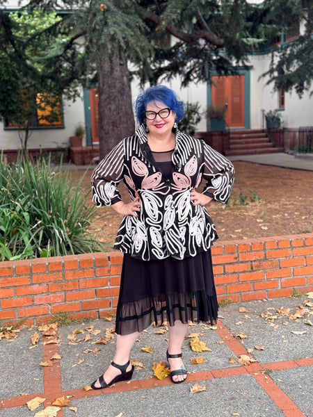 Damee Stripe and Swirl  Soutache Flare Jacket