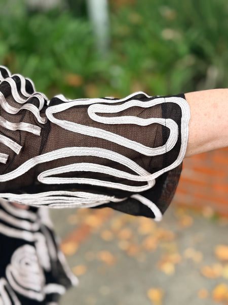 Damee Stripe and Swirl  Soutache Flare Jacket