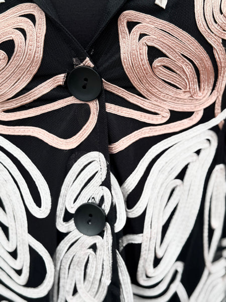 Damee Stripe and Swirl  Soutache Flare Jacket