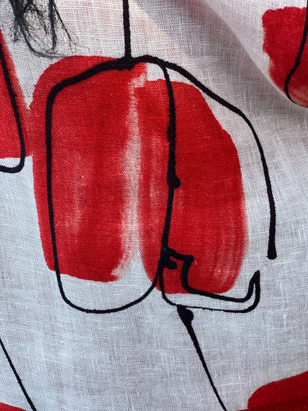 Thanny Block Print Linen Shirt- Orange