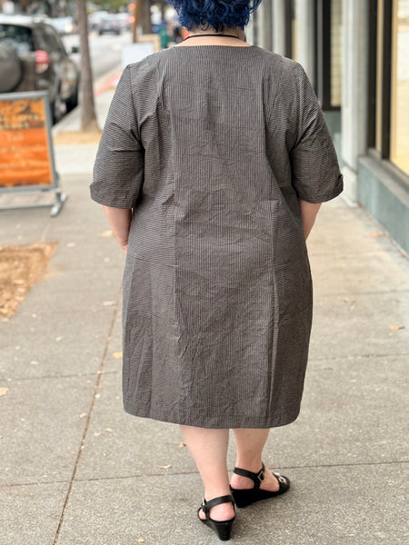 Niche Friday Dress -Grey Crush Stripe