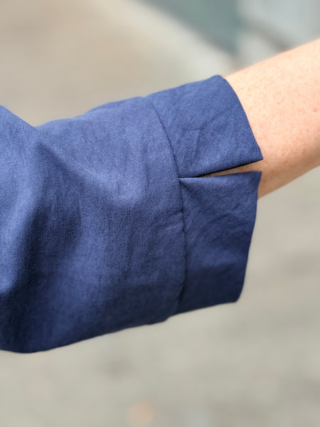 Niche Twin Button Dress- Navy Dune
