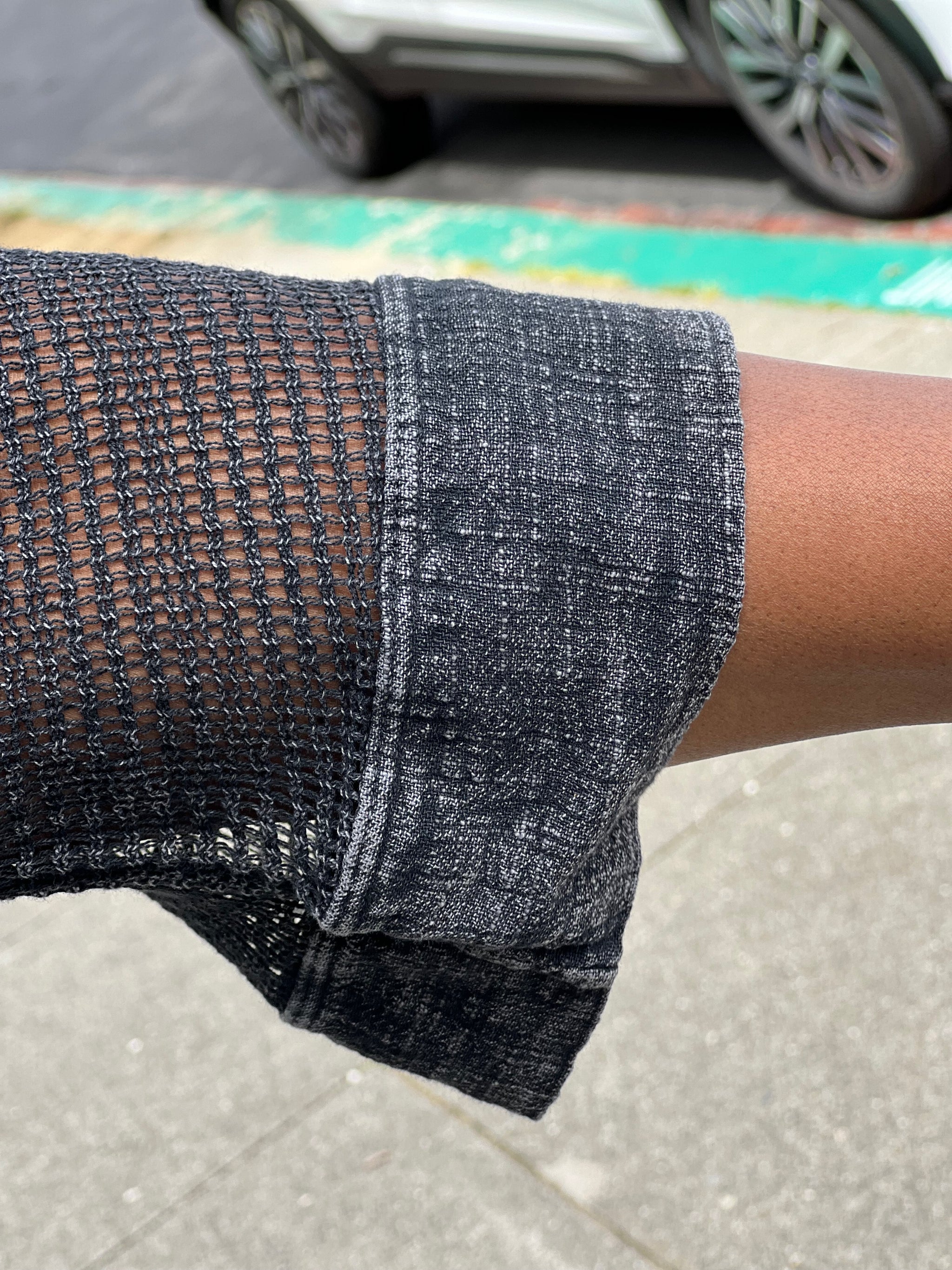 Jess and Jane Cotton Mesh Cardigan- Black – In Full Swing