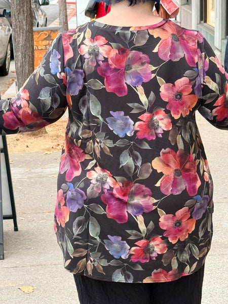 Blue Sky Jackie V Top- Pink Petals