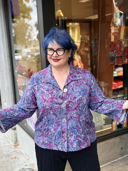 Habitat Destination Unknown Floral Pleat Back Jacket-Grape