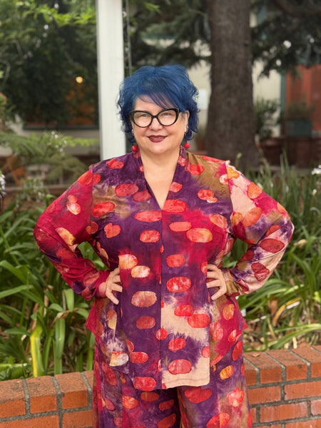 Whirligig V-Neck Top, Berry Mix