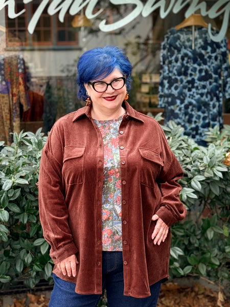 Blue Sky Ginna  Corduroy Jacket-Dark Coffee