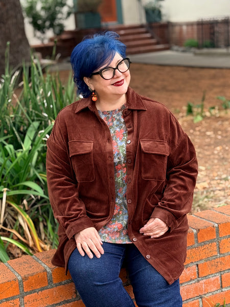 Blue Sky Ginna  Corduroy Jacket-Dark Coffee