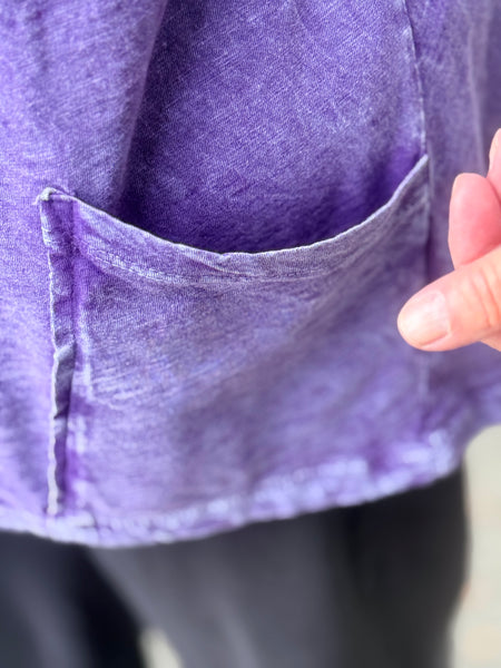 Jess and Jane Mineral Wash Patch Pocket Purple Lillian