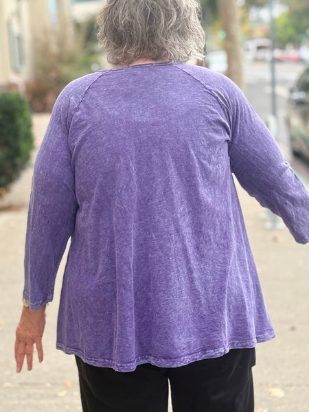 Jess and Jane Mineral Wash Patch Pocket Purple Lillian