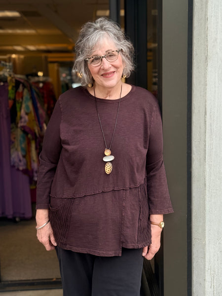 Jess and Jane Mineral Washed Tunic Top-Espresso