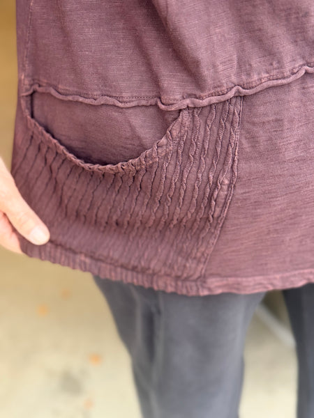 Jess and Jane Mineral Washed Tunic Top-Espresso