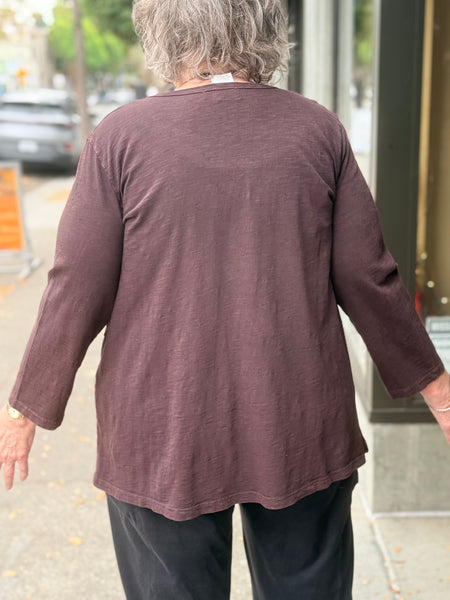 Jess and Jane Mineral Washed Tunic Top-Espresso