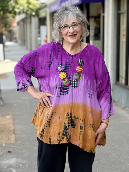 Lyng Voile Kiana Top- Fuschia Dip Dye