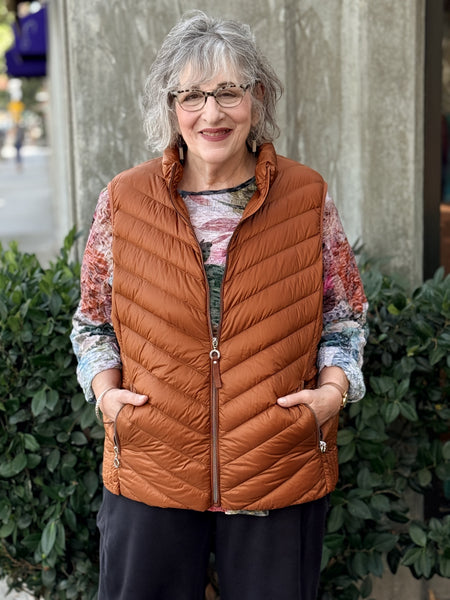 Frandsen Down Zipper Vest- Rust