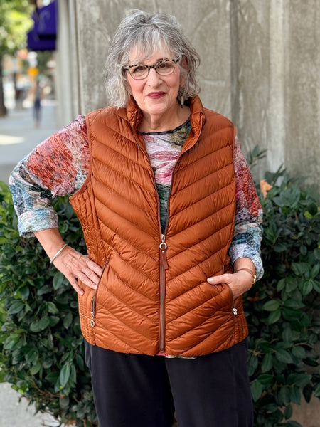 Frandsen Down Zipper Vest- Rust