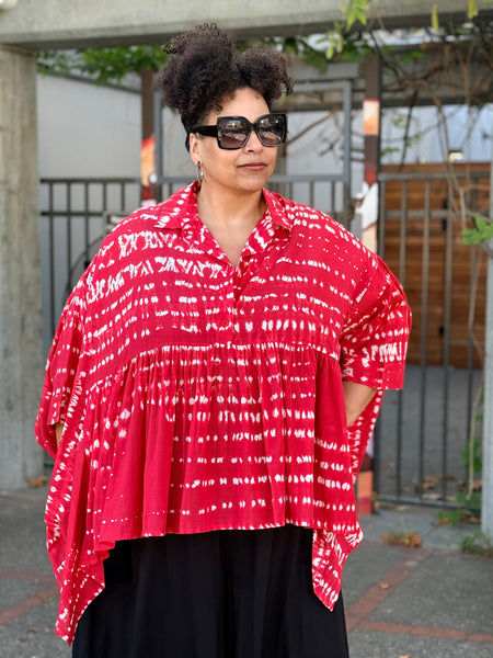 PREORDER: Kedem Sela Shirt-Red Shibori Cotton-OS