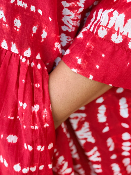 PREORDER: Kedem Sela Shirt-Red Shibori Cotton-OS