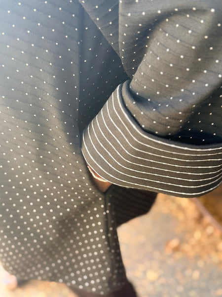 Sydney Project Overlap Collar Jacket-Dot/Stripe