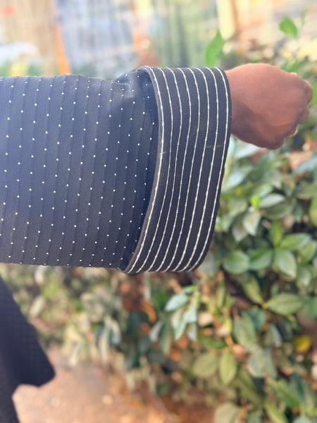 Sydney Project Overlap Collar Jacket-Dot/Stripe