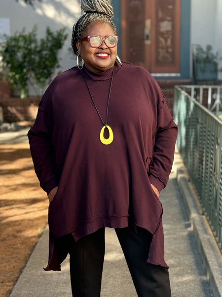 Bodil French Terry One Size Pocket Top-Elderberry