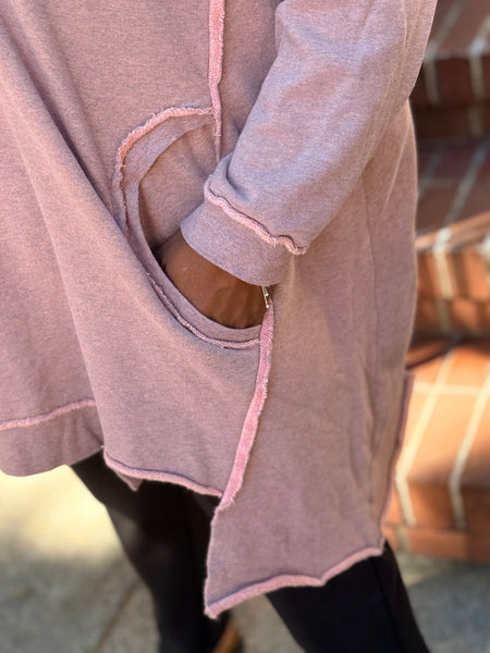 Bodil One Size French Terry Pocket Top-Rose