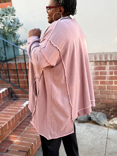 Bodil One Size French Terry Pocket Top-Rose