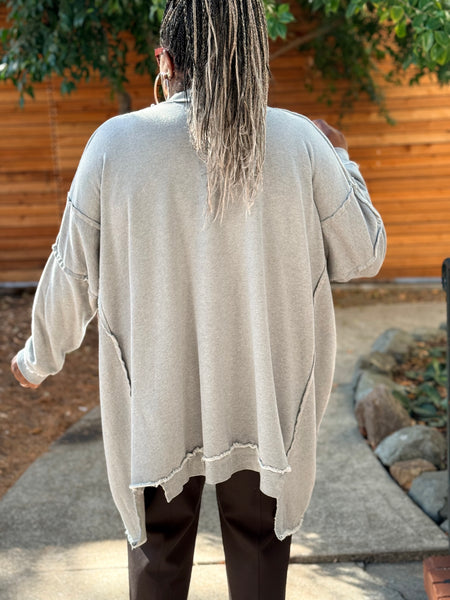 Bodil French Terry One Size Pocket Top-Fjord