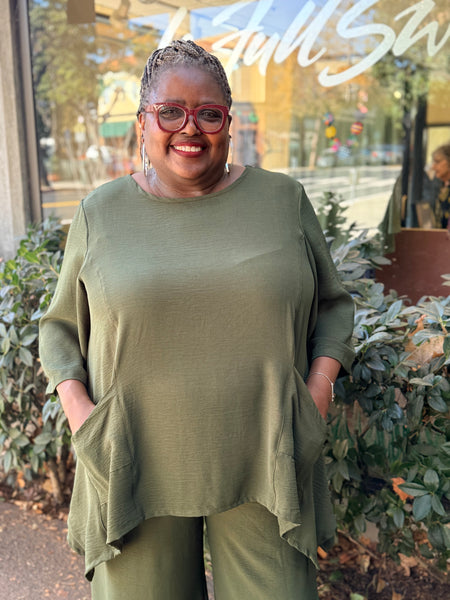 Sydney Air Flow Pocket Tunic- Olive