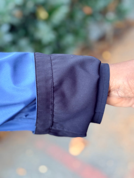 Lindi Reversible Pleated Hood Raincoat-Blue/Black